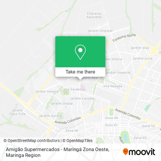 Mapa Amigão Supermercados - Maringá Zona Oeste