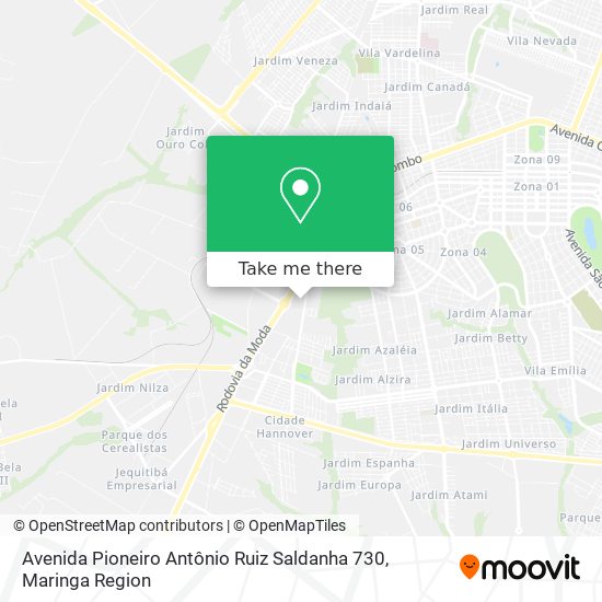 Mapa Avenida Pioneiro Antônio Ruiz Saldanha 730