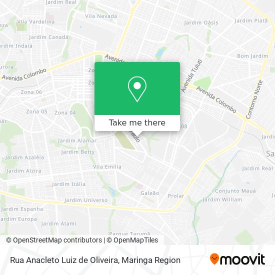 Mapa Rua Anacleto Luiz de Oliveira