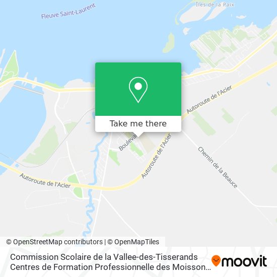 Commission Scolaire de la Vallee-des-Tisserands Centres de Formation Professionnelle des Moissons map