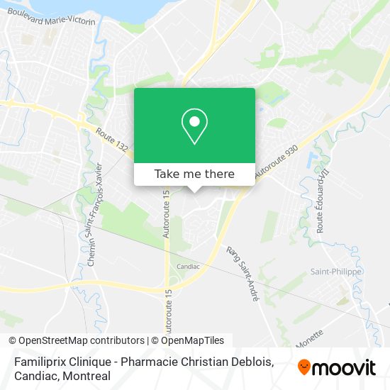 Familiprix Clinique - Pharmacie Christian Deblois, Candiac map