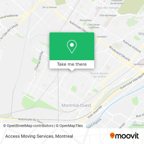 Access Moving Services map