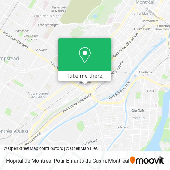 Hôpital de Montréal Pour Enfants du Cusm map