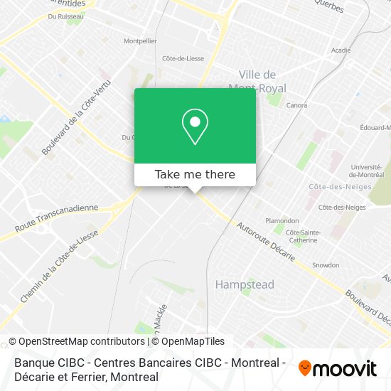 Banque CIBC - Centres Bancaires CIBC - Montreal - Décarie et Ferrier map
