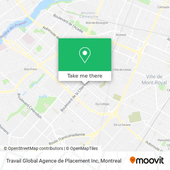 Travail Global Agence de Placement Inc map