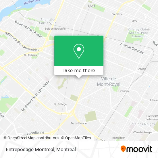 Entreposage Montreal map