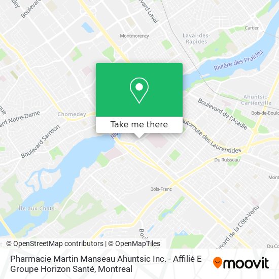 Pharmacie Martin Manseau Ahuntsic Inc. - Affilié E Groupe Horizon Santé map