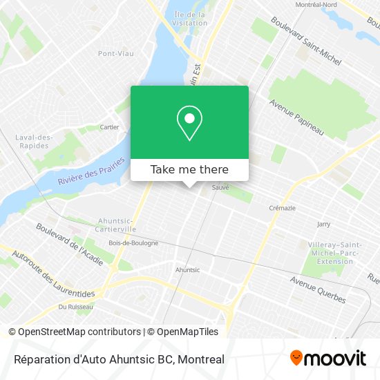 Réparation d'Auto Ahuntsic BC map