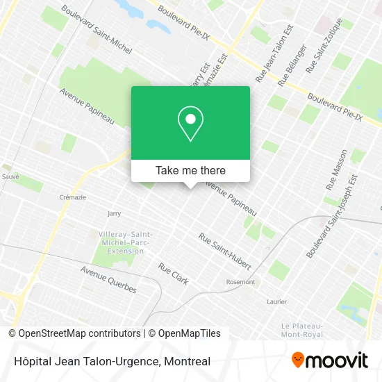 Hôpital Jean Talon-Urgence map