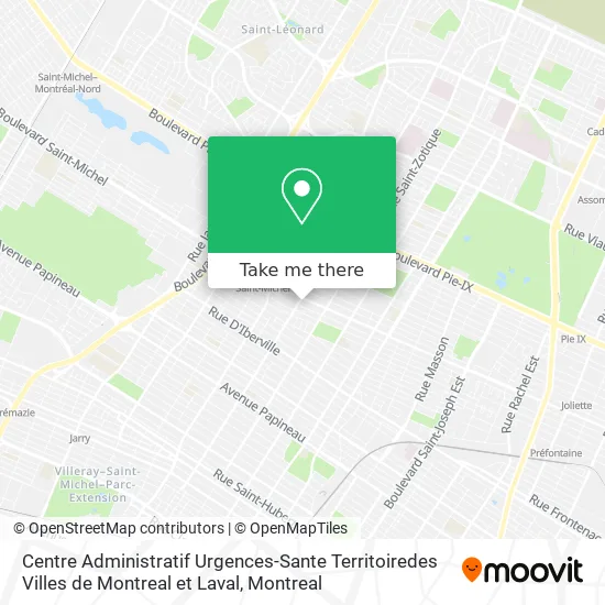 Centre Administratif Urgences-Sante Territoiredes Villes de Montreal et Laval map