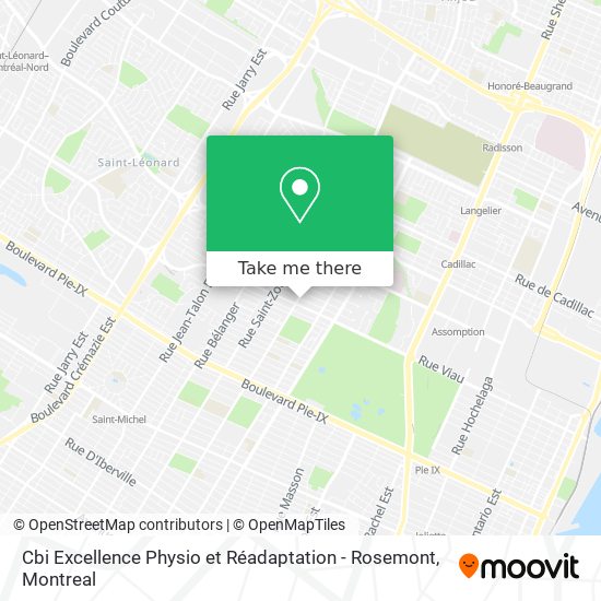 Cbi Excellence Physio et Réadaptation - Rosemont map