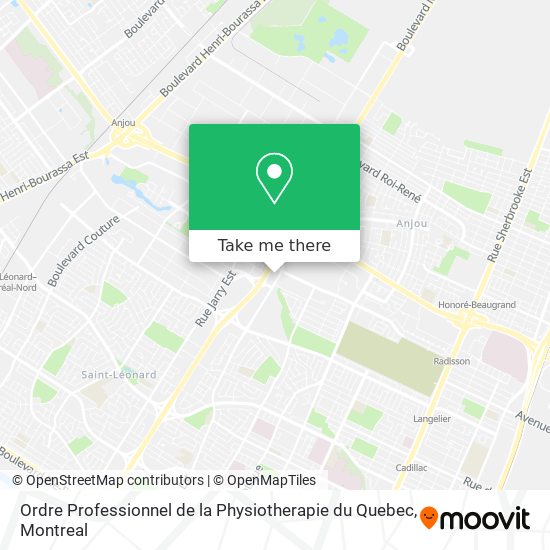 Ordre Professionnel de la Physiotherapie du Quebec map