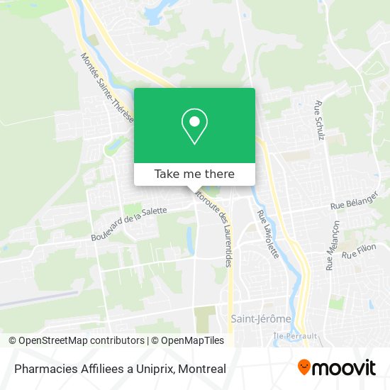 Pharmacies Affiliees a Uniprix map