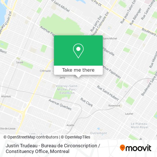 Justin Trudeau - Bureau de Circonscription / Constituency Office map