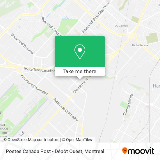 Postes Canada Post - Dépôt Ouest map