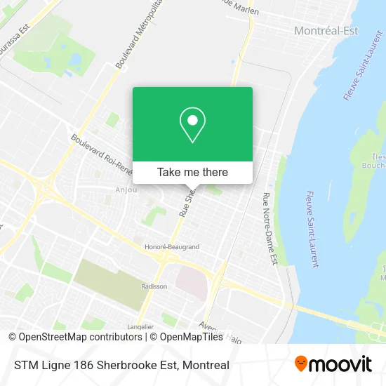 STM Ligne 186 Sherbrooke Est map