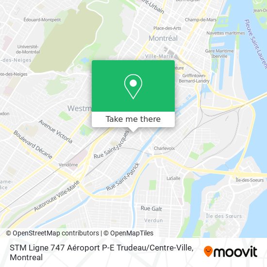STM Ligne 747 Aéroport P-E Trudeau / Centre-Ville map