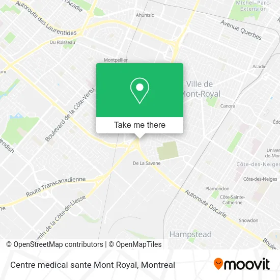 Centre medical sante Mont Royal map