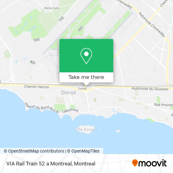 VIA Rail Train 52 a Montreal map