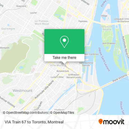 VIA Train 67 to Toronto map