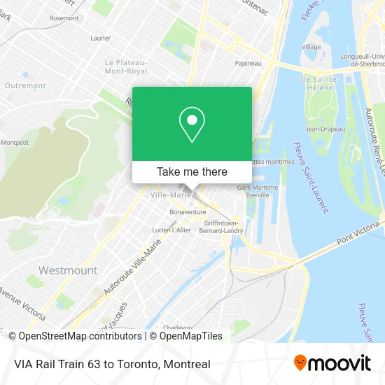 VIA Rail Train 63 to Toronto map