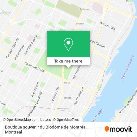 Boutique souvenir du Biodôme de Montréal map