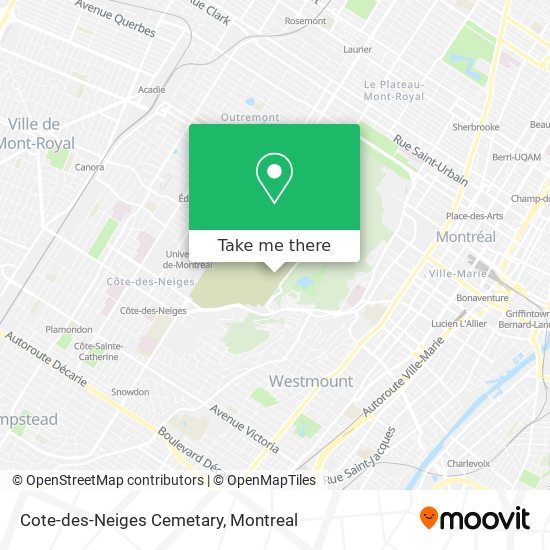 Cote-des-Neiges Cemetary map