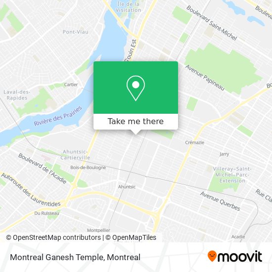 Montreal Ganesh Temple map