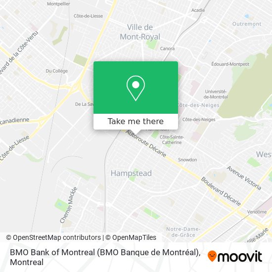 BMO Bank of Montreal (BMO Banque de Montréal) map