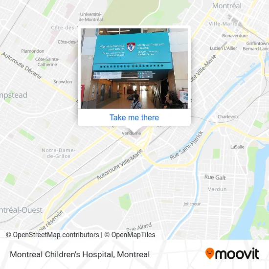 Montreal Children's Hospital map
