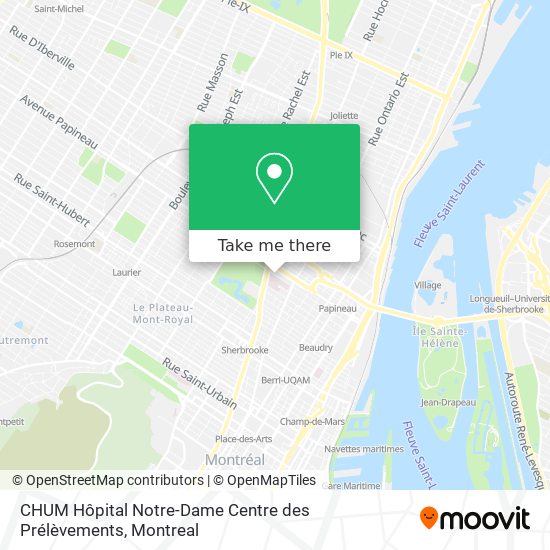 CHUM Hôpital Notre-Dame Centre des Prélèvements map