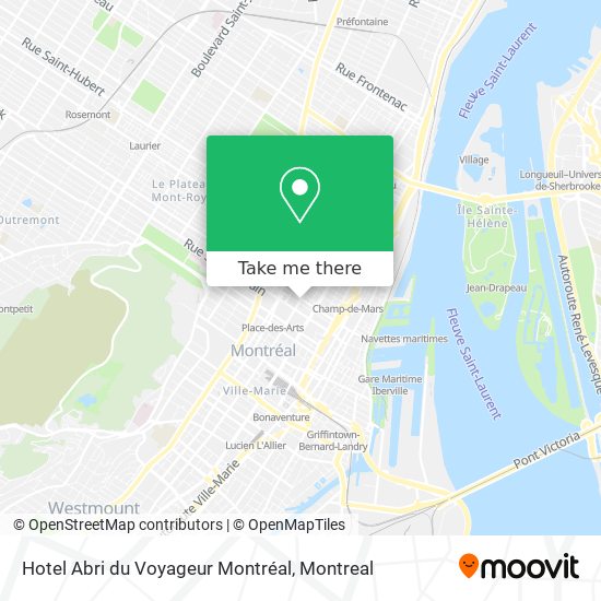 Hotel Abri du Voyageur Montréal map