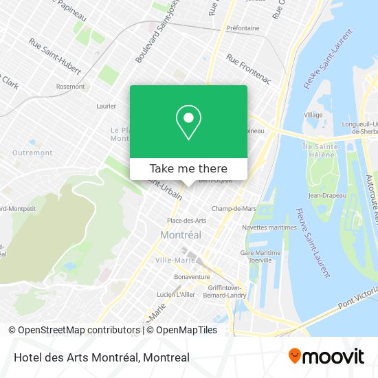 Hotel des Arts Montréal map