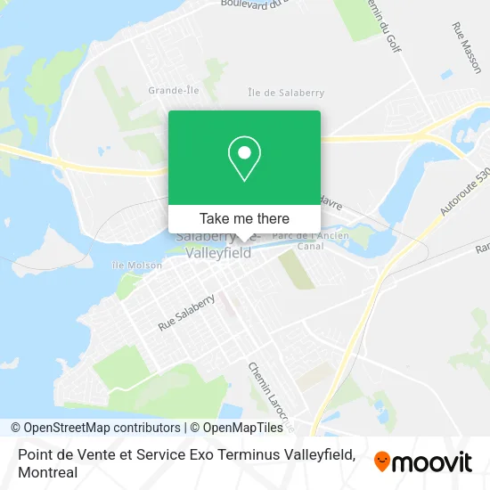 Point de Vente et Service Exo Terminus Valleyfield map