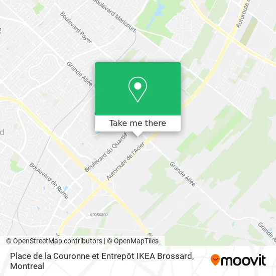 Place de la Couronne et Entrepôt IKEA Brossard map