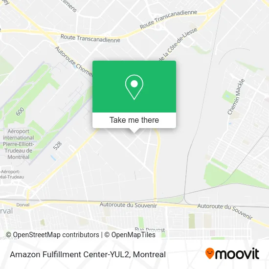 Amazon Fulfillment Center-YUL2 map