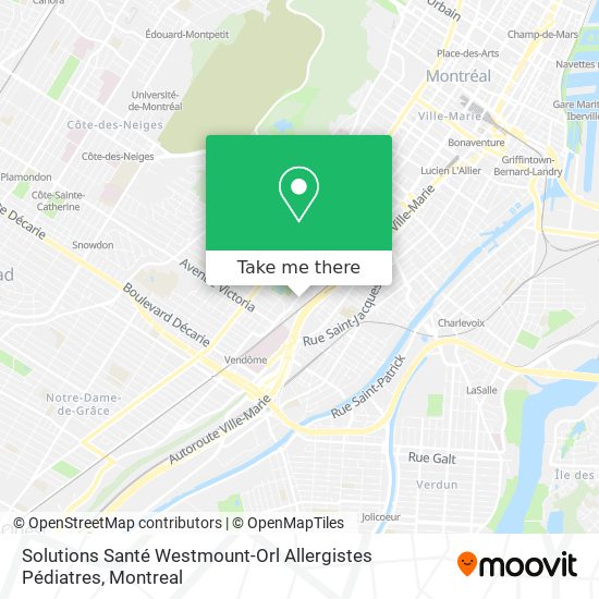 Solutions Santé Westmount-Orl Allergistes Pédiatres map