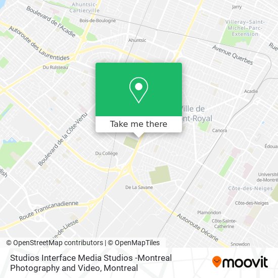 Studios Interface Media Studios -Montreal Photography and Video map