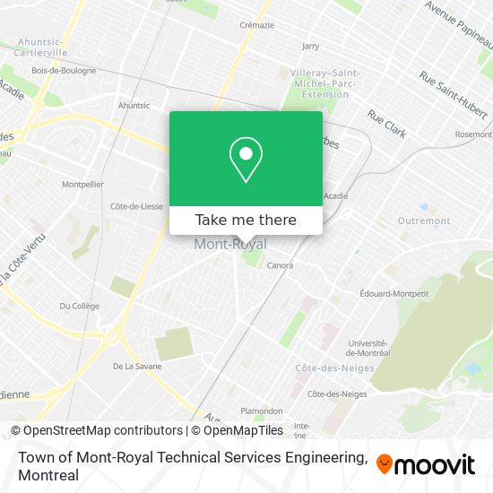Town of Mont-Royal Technical Services Engineering map