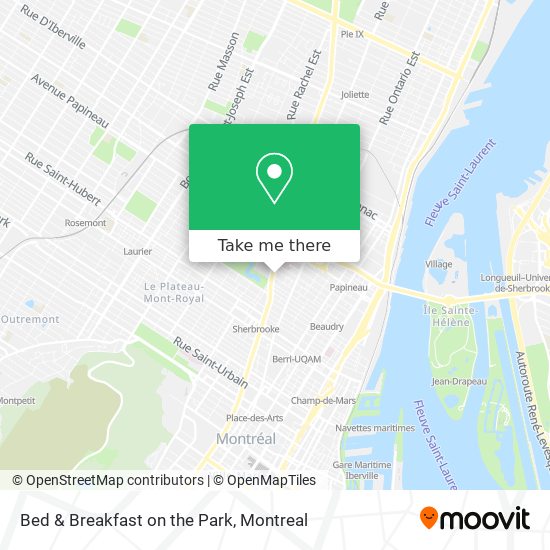 Bed & Breakfast on the Park map
