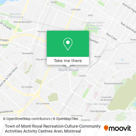 Town of Mont-Royal Recreation-Culture-Community Activities Activity Centres Aren map