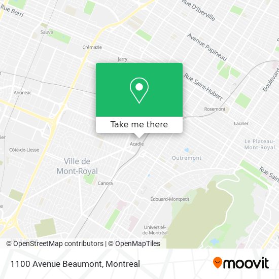 How to get to 1100 Avenue Beaumont in Mont Royal by Bus Metro or