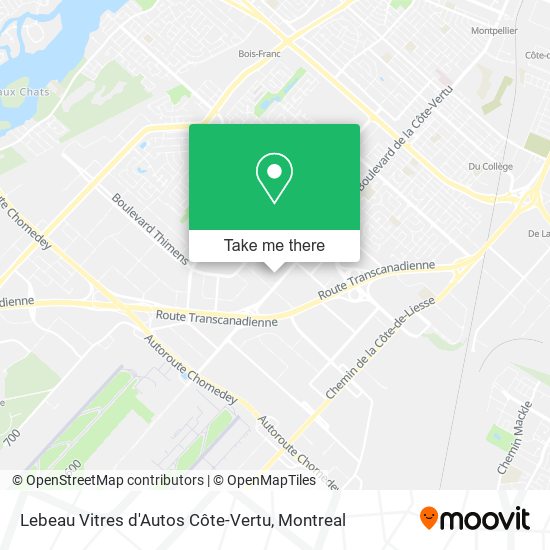 Lebeau Vitres d'Autos Côte-Vertu map