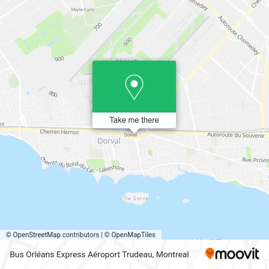 Bus Orléans Express Aéroport Trudeau map