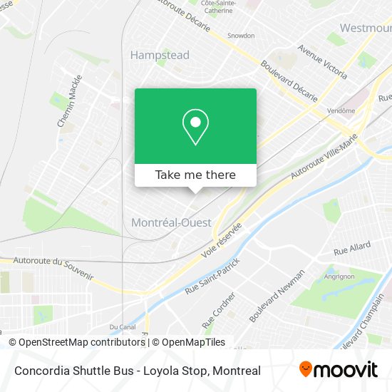 Concordia Shuttle Bus - Loyola Stop map