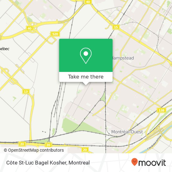 Côte St-Luc Bagel Kosher map