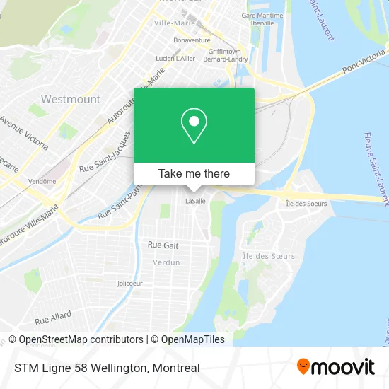 STM Ligne 58 Wellington map