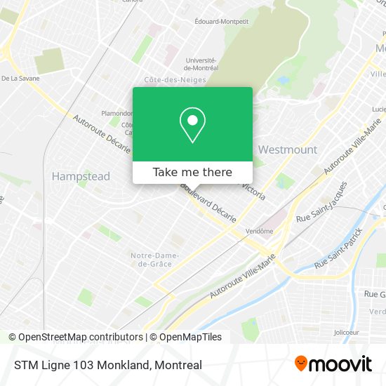 STM Ligne 103 Monkland map