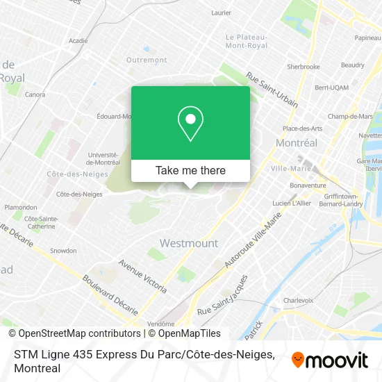 STM Ligne 435 Express Du Parc / Côte-des-Neiges map