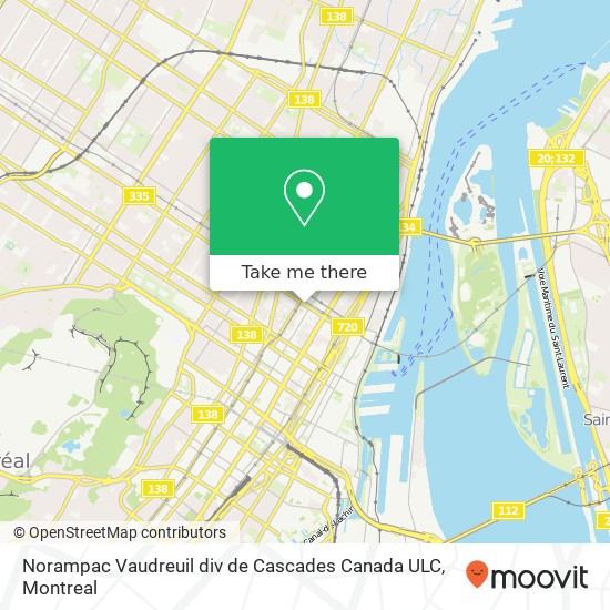 Norampac Vaudreuil div de Cascades Canada ULC map